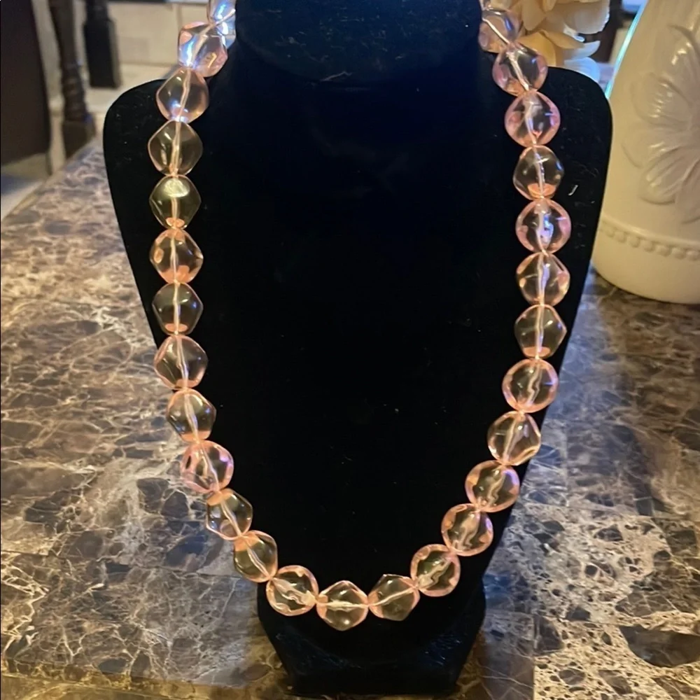 Elegant Pink Acrylic Beaded Necklace